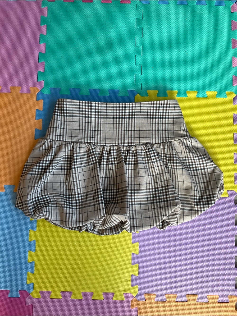 🤎Arizona Jean Co Plaid Bubble Mini Skort Tan Brown Pleated Size Large Y2K